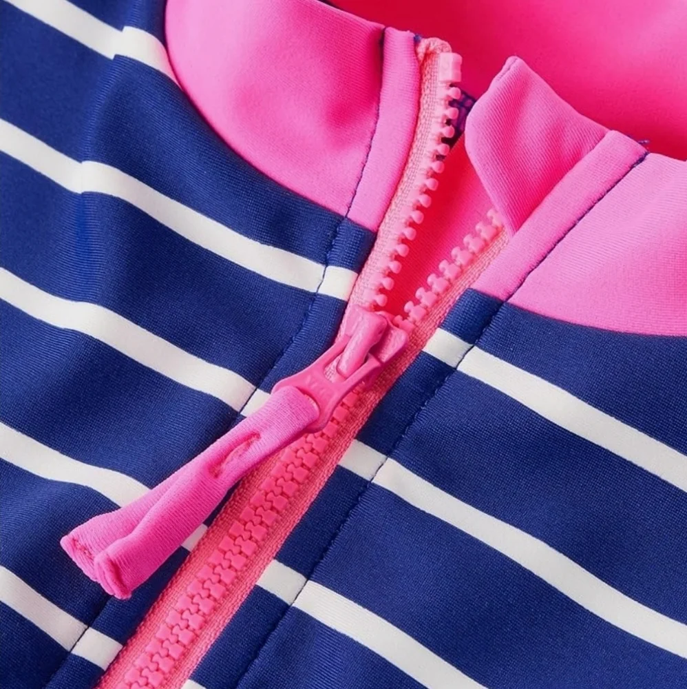 Gymboree Rashguard Swimsuit Striped Blue Pink Swimwear Longsleeve Size 2T NEW